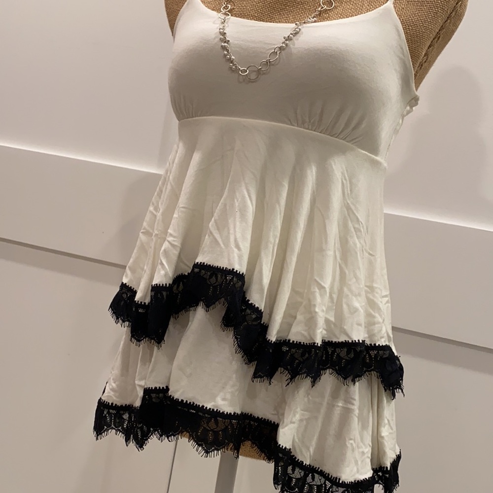 Forever 21 White Black Eyelash Lace Tank Top - Picture 3 of 10